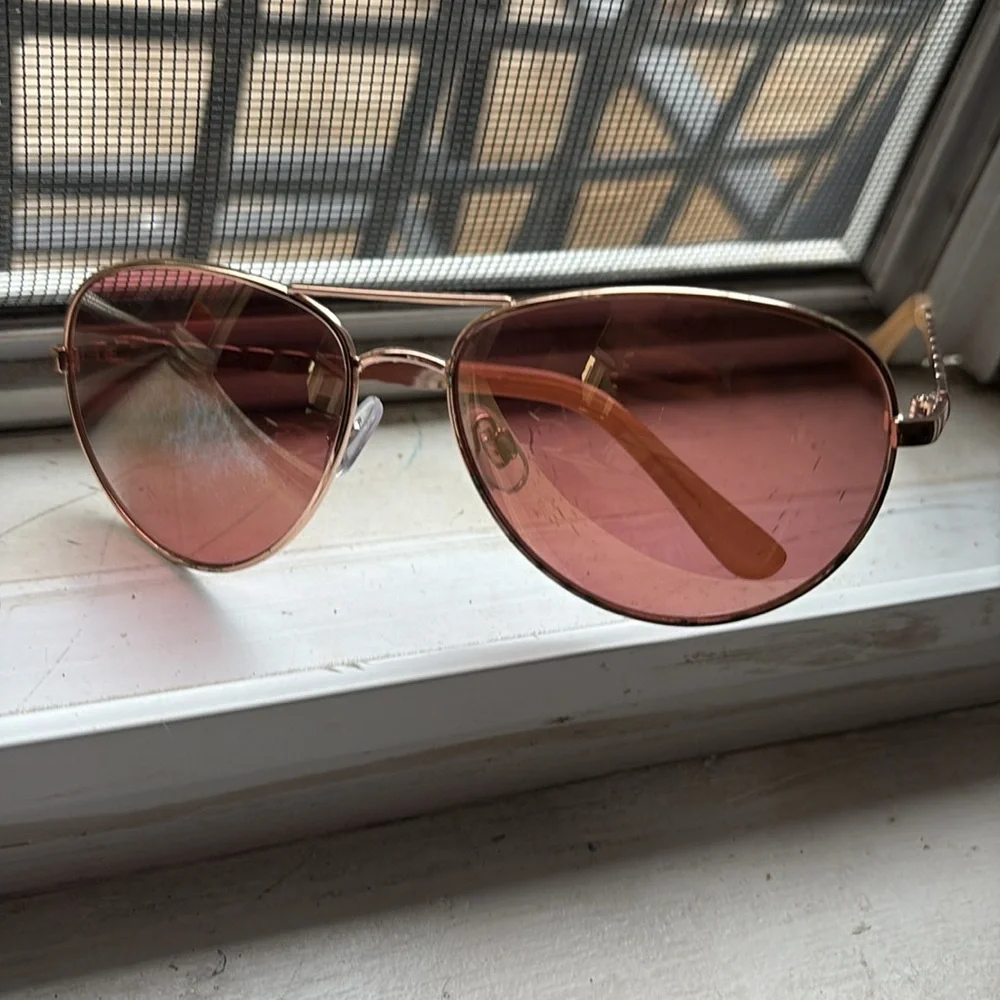 Oscar De La Renta Curved Rose Gold Aviators